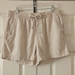 Old Navy Linen Light Tan Drawstring Shorts